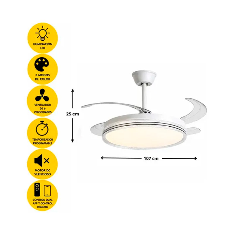 Ventilador de Techo de 42 pulgadas 6 Velocidades - F2016-42 - Image 2
