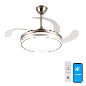 Ventilador de Techo  42" Luz LED, Aspas Retráctiles y Control Remoto - F8585-42