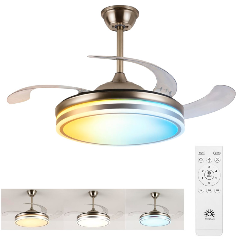 Ventilador de Techo 42" Luz LED, Aspas Retráctiles y Control Remoto - F8585-42 - Image 2