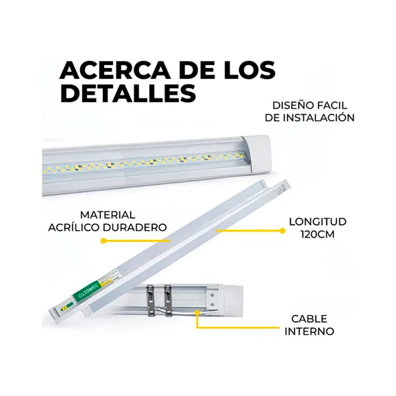 Regleta LED de 120 cm Luz Blanca Fría – GS10W60 - Image 2