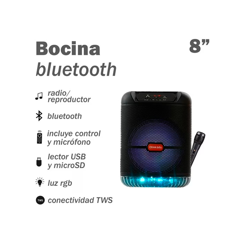 Bocina Bluetooth de 8 pulgadas con Micrófono - SA8045T - Image 2