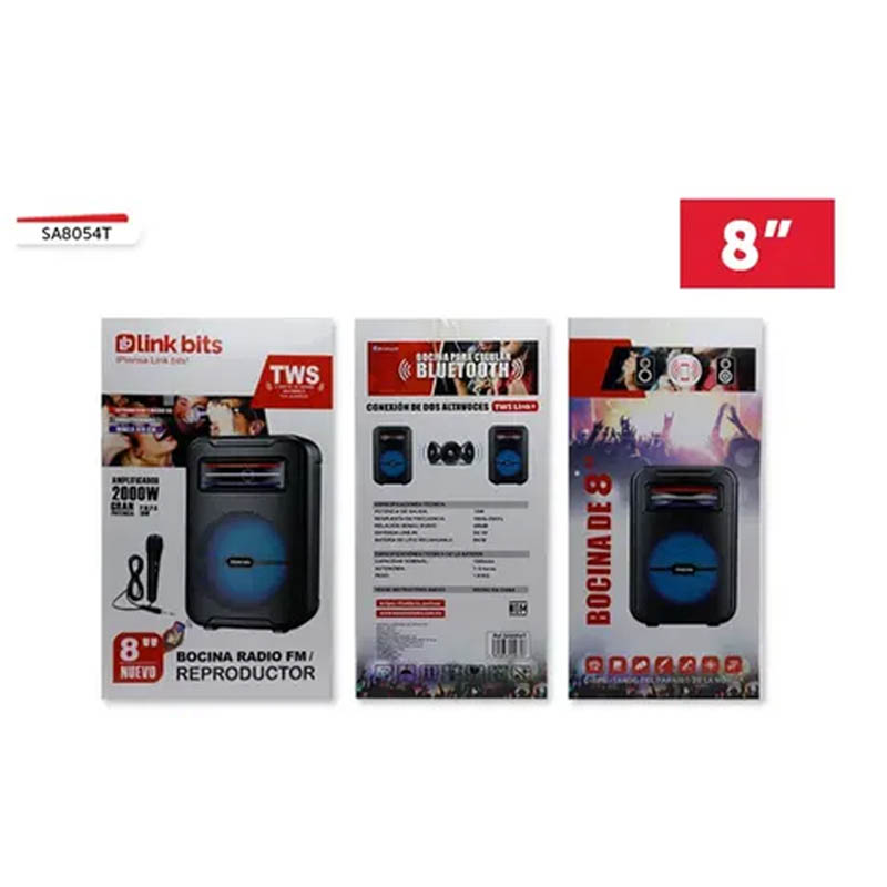 Bocina Inalámbrica Bluetooth 8" Con Micrófono - SA8054T - Image 2