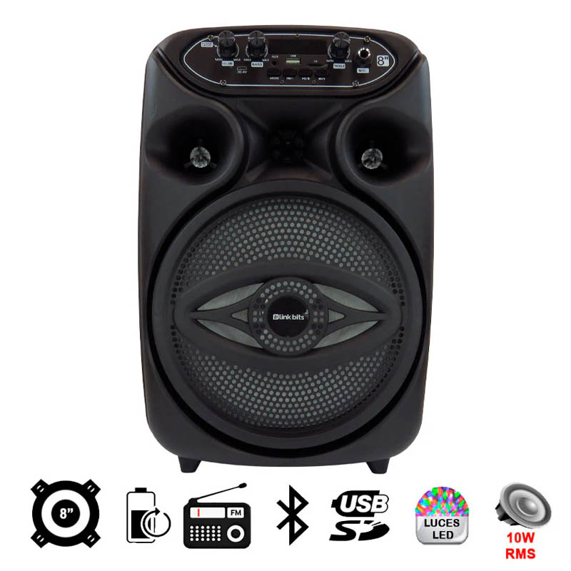 Bocina Inalámbrica Bluetooth 8" Con Micrófono y Luz RGB - SA8058T - Image 2